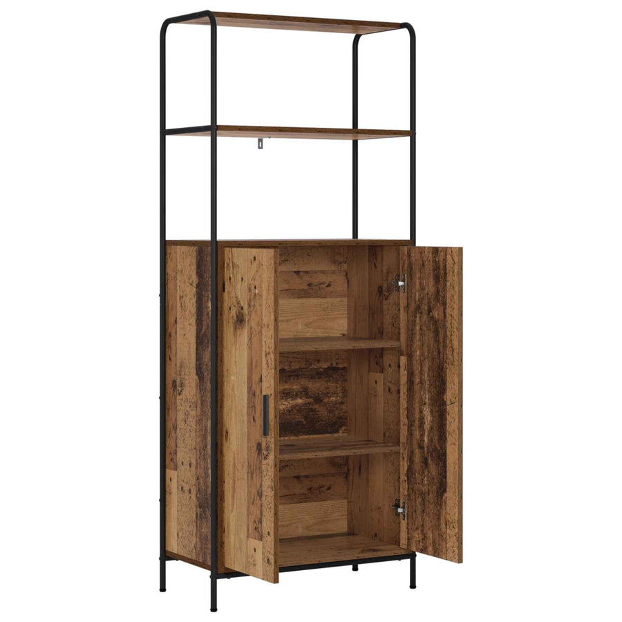 Hoge kast Oud hout 40 x 33 x 161 cm Bewerkt hout