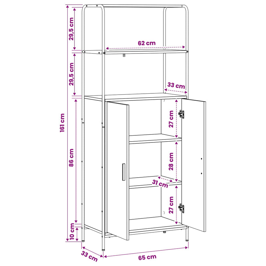Hoge kast Oud hout 40 x 33 x 161 cm Bewerkt hout