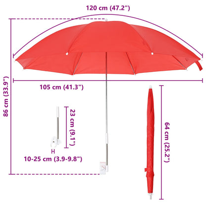 Parasol met klem 2 pcs Vuursteenrood Ø 105 x 86 cm