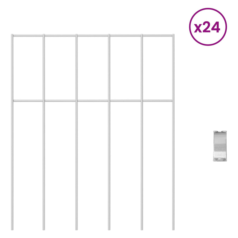 Tuin schuttingpaneel 24 pcs Gegalvaniseerd staal Zilverkleurig