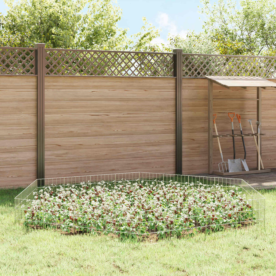 Tuin omheining met palen 12 pcs 35 x 30 cm Mesh Zilverkleurig