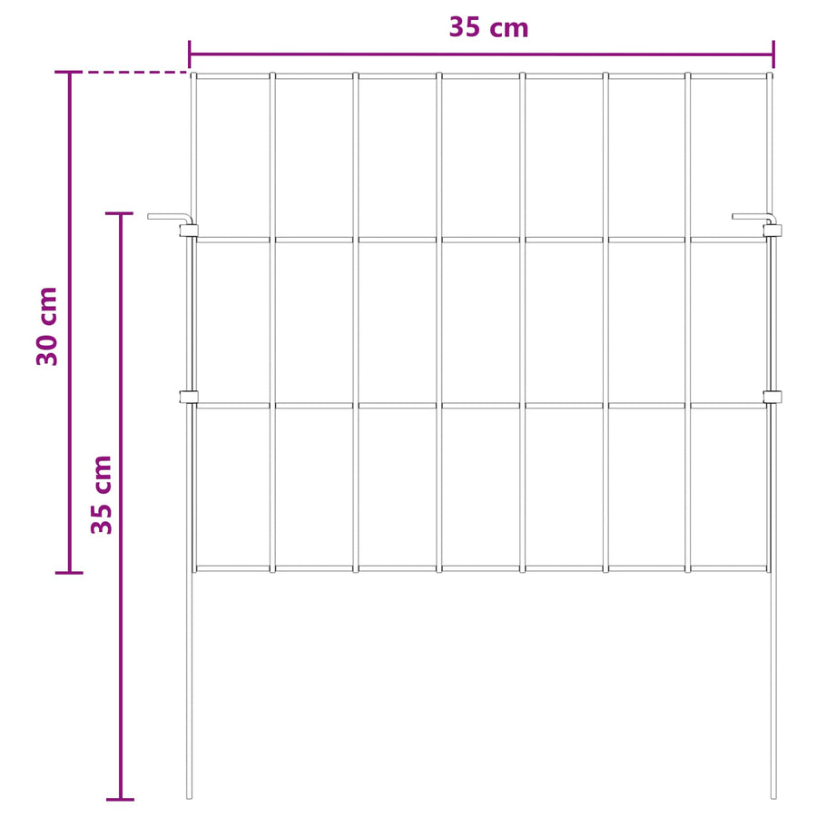 Tuin omheining met palen 12 pcs 35 x 30 cm Mesh Zilverkleurig