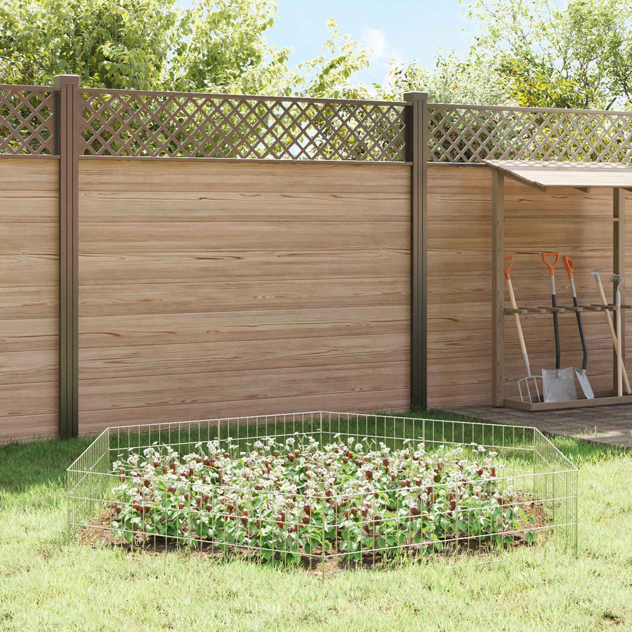 Tuin omheining met palen 12 pcs 55 x 30 cm Mesh Zilverkleurig