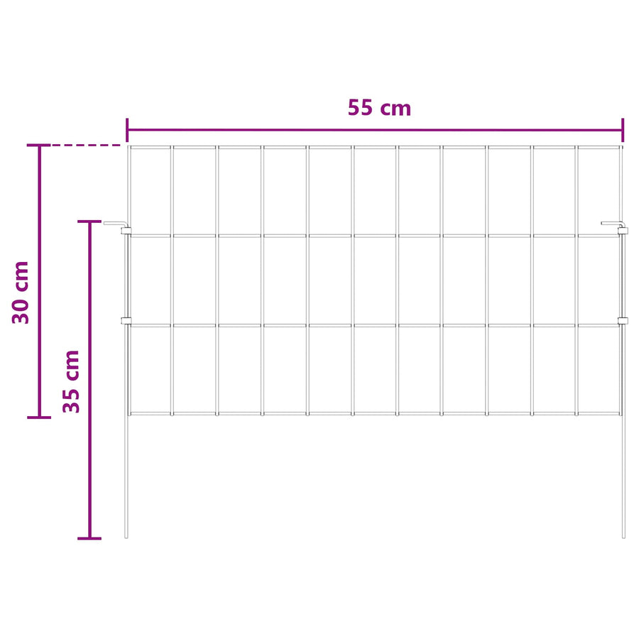 Tuin omheining met palen 12 pcs 55 x 30 cm Mesh Zilverkleurig