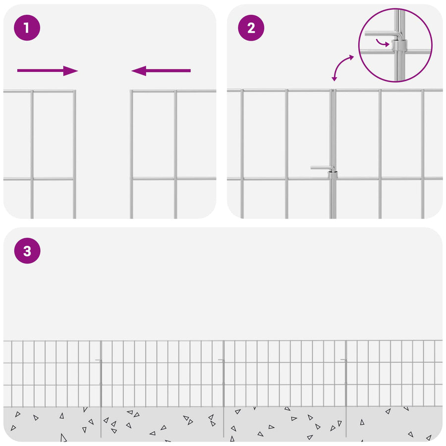 Tuin omheining met palen 48 pcs 55 x 30 cm Mesh Zilverkleurig