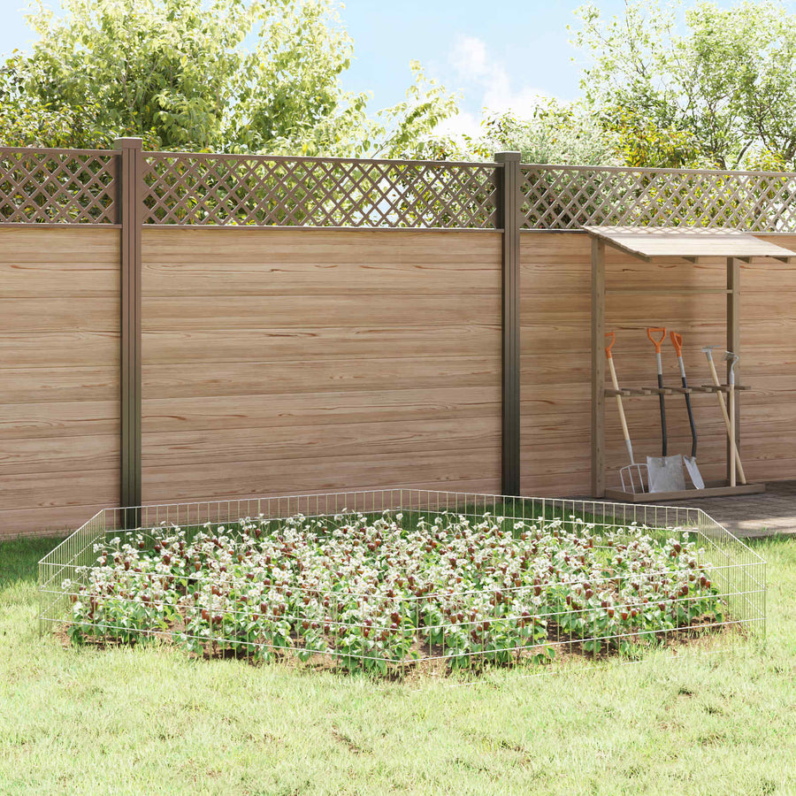 Tuin omheining met palen 24 pcs 75 x 30 cm Mesh Zilverkleurig
