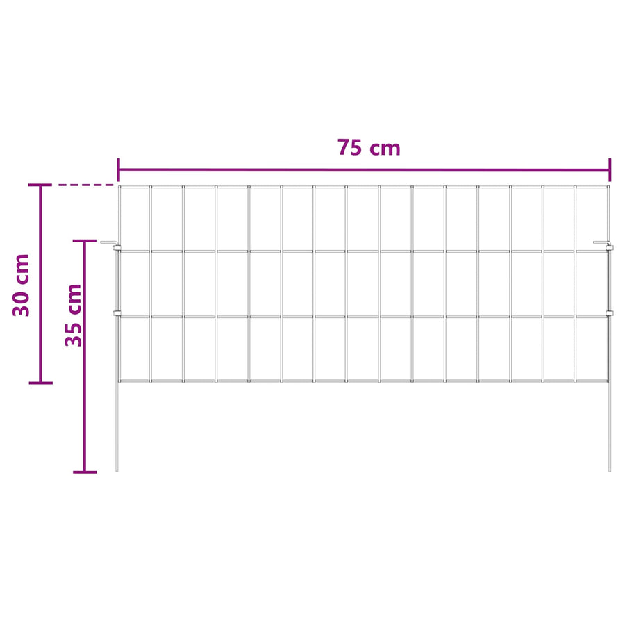 Tuin omheining met palen 24 pcs 75 x 30 cm Mesh Zilverkleurig