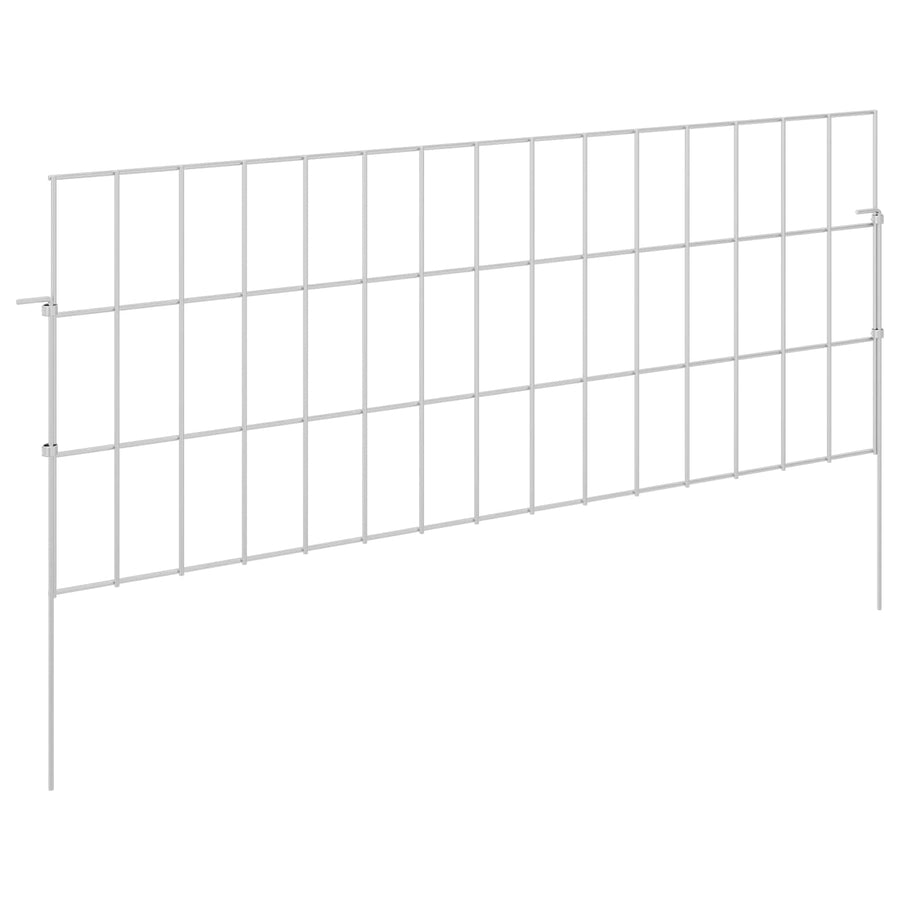 Tuin omheining met palen 48 pcs 75 x 30 cm Mesh Zilverkleurig
