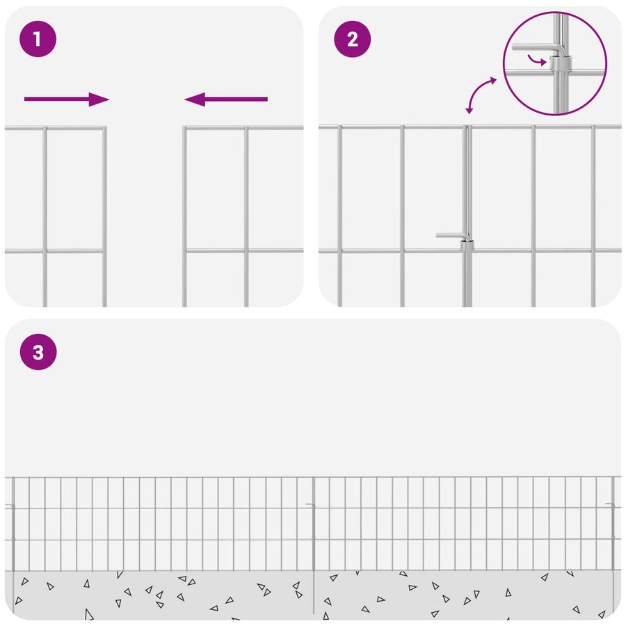 Tuin omheining met palen 12 pcs 95 x 30 cm Mesh Zilverkleurig