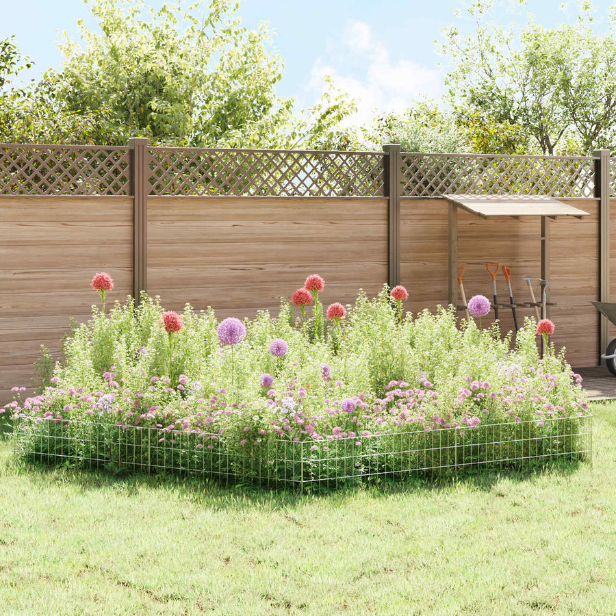 Tuin omheining met palen 24 pcs 95 x 30 cm Mesh Zilverkleurig