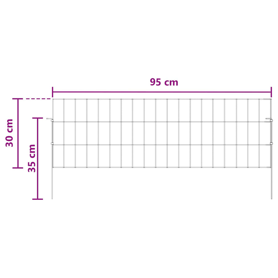 Tuin omheining met palen 24 pcs 95 x 30 cm Mesh Zilverkleurig