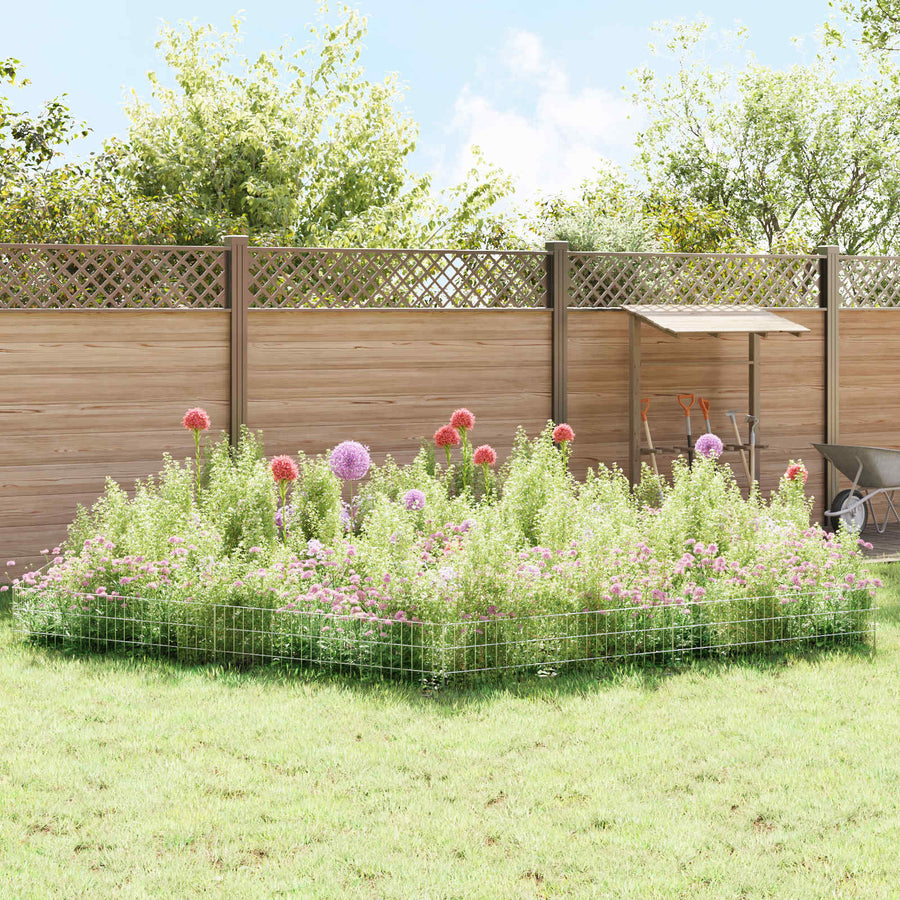 Tuin omheining met palen 12 pcs 115 x 30 cm Mesh Zilverkleurig