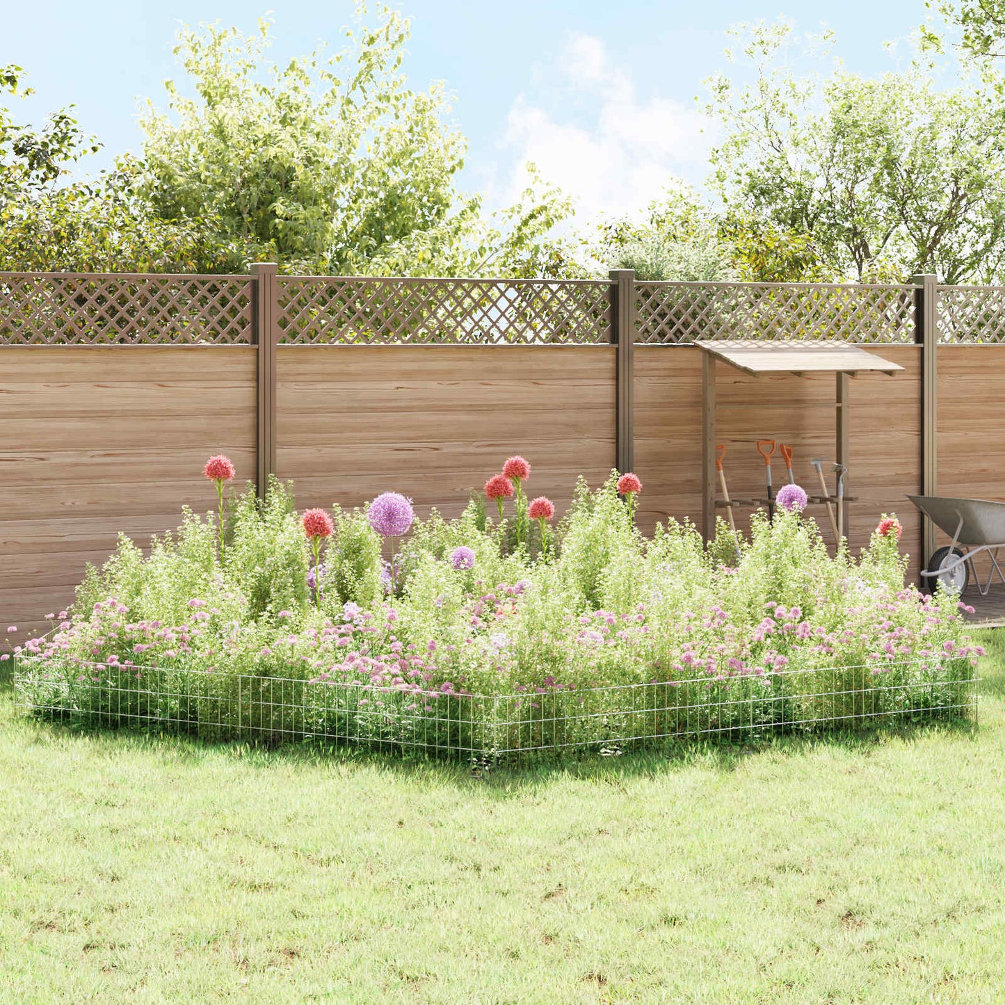 Tuin omheining met palen 24 pcs 115 x 30 cm Mesh Zilverkleurig
