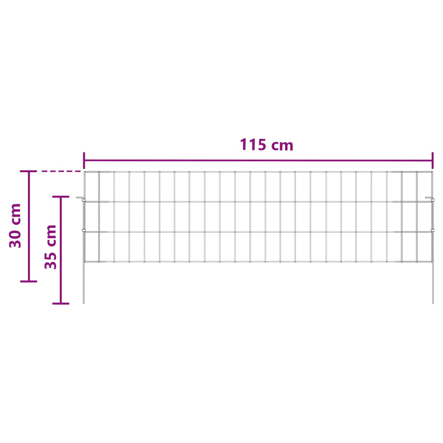 Tuin omheining met palen 24 pcs 115 x 30 cm Mesh Zilverkleurig