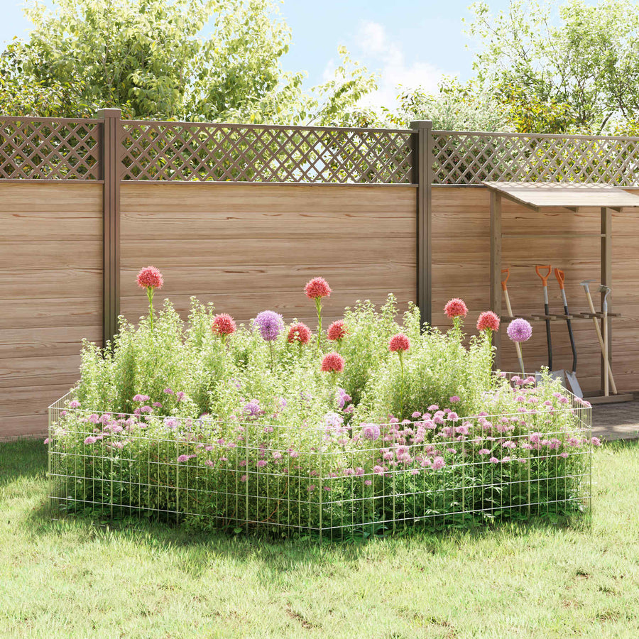 Tuin omheining met palen 12 pcs 35 x 50 cm Mesh Zilverkleurig