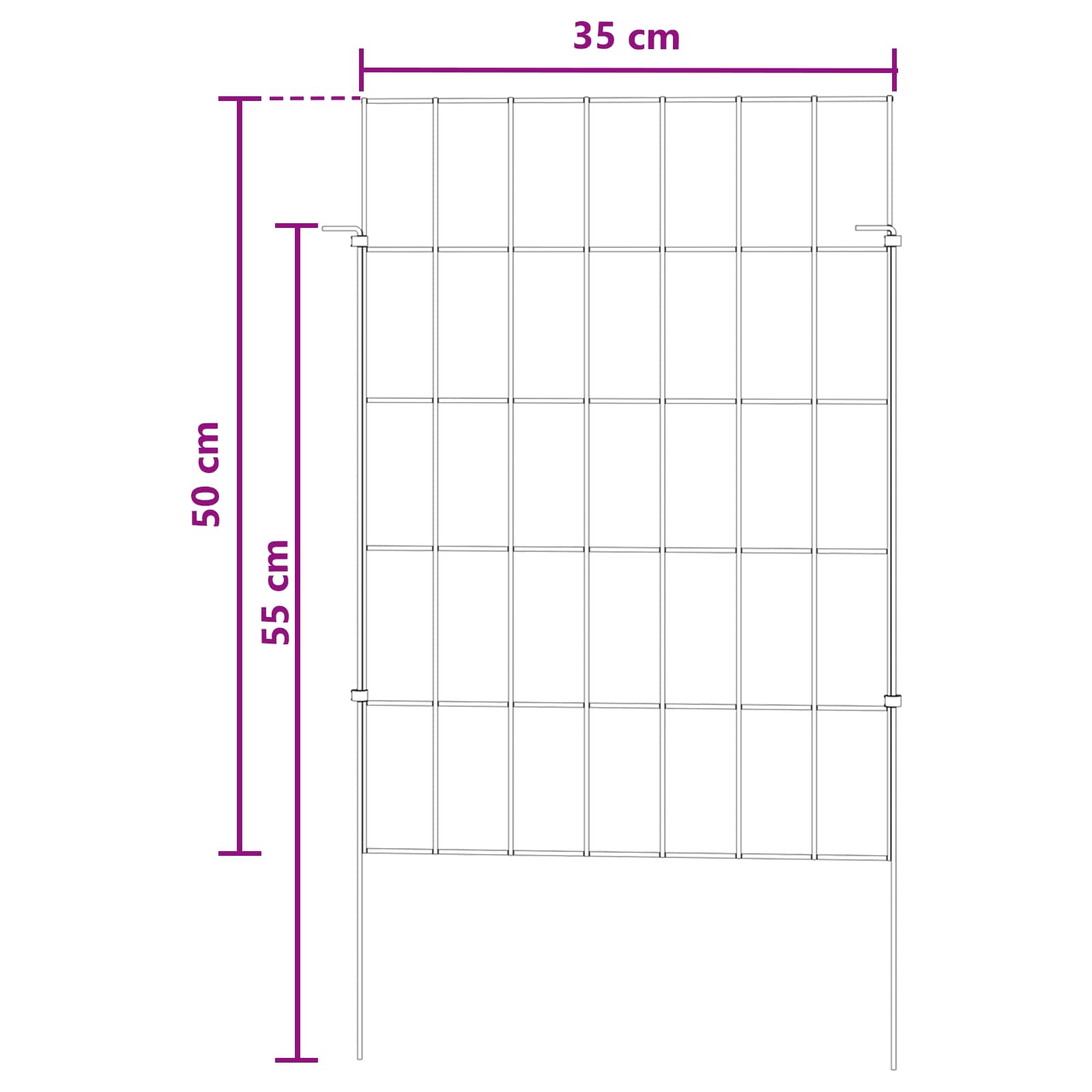 Tuin omheining met palen 12 pcs 35 x 50 cm Mesh Zilverkleurig