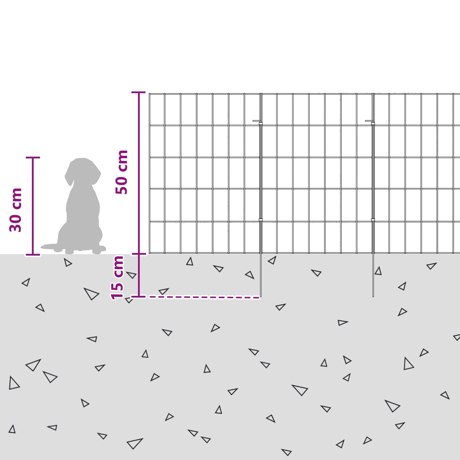 Tuin omheining met palen 24 pcs 35 x 50 cm Mesh Zilverkleurig