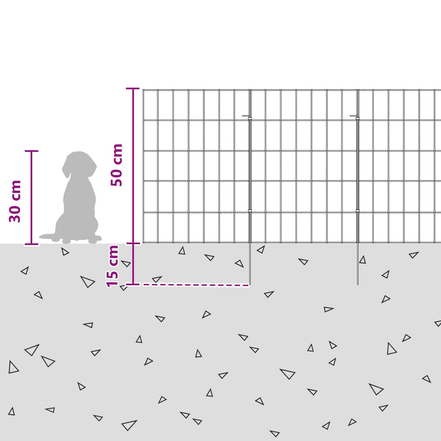 Tuin omheining met palen 24 pcs 35 x 50 cm Mesh Zilverkleurig