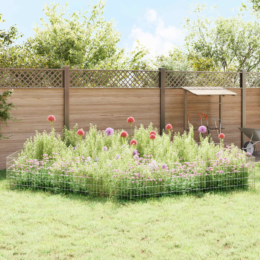 Tuin omheining met palen 12 pcs 55 x 50 cm Mesh Zilverkleurig