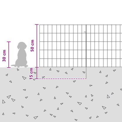 Tuin omheining met palen 12 pcs 55 x 50 cm Mesh Zilverkleurig