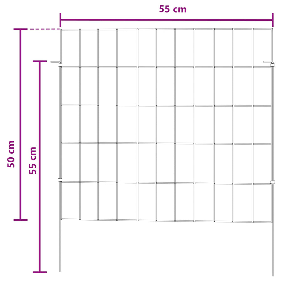 Tuin omheining met palen 24 pcs 55 x 50 cm Mesh Zilverkleurig