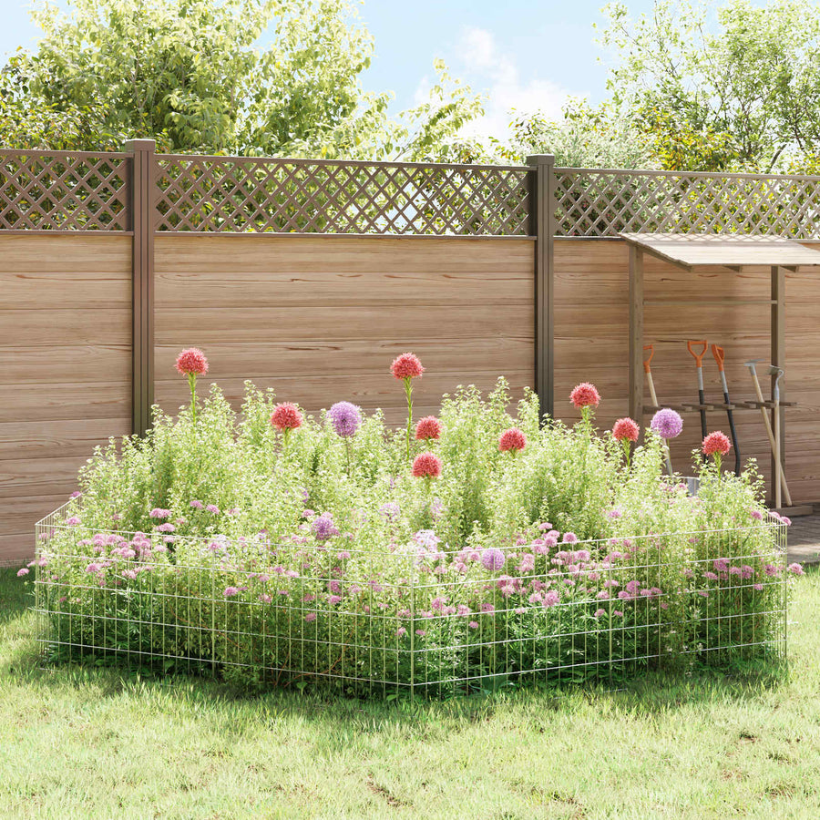 Tuin omheining met palen 12 pcs 75 x 50 cm Mesh Zilverkleurig