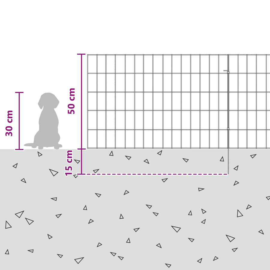 Tuin omheining met palen 12 pcs 75 x 50 cm Mesh Zilverkleurig
