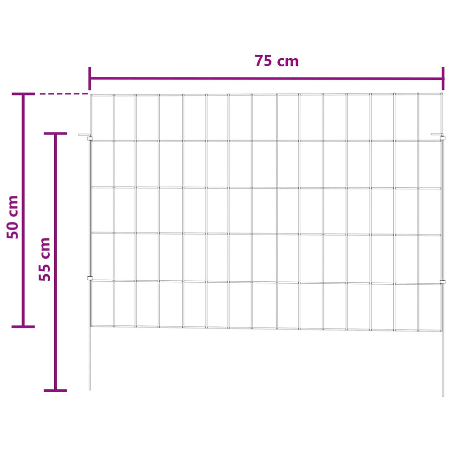 Tuin omheining met palen 12 pcs 75 x 50 cm Mesh Zilverkleurig