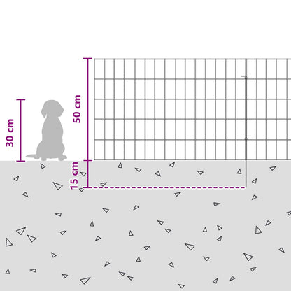 Tuin omheining met palen 24 pcs 75 x 50 cm Mesh Zilverkleurig