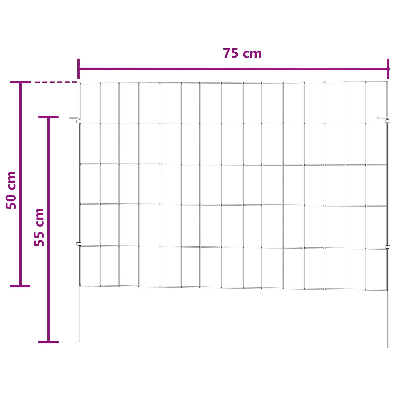 Tuin omheining met palen 24 pcs 75 x 50 cm Mesh Zilverkleurig