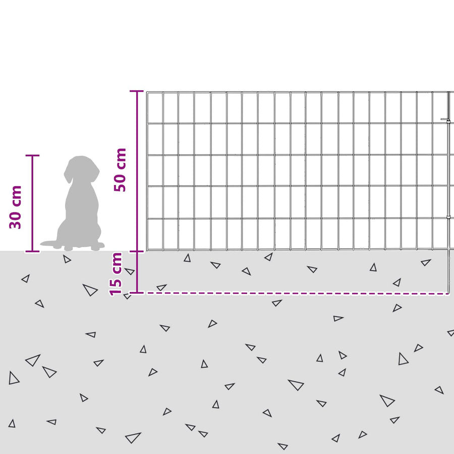 Tuin omheining met palen 12 pcs 95 x 50 cm Mesh Zilverkleurig