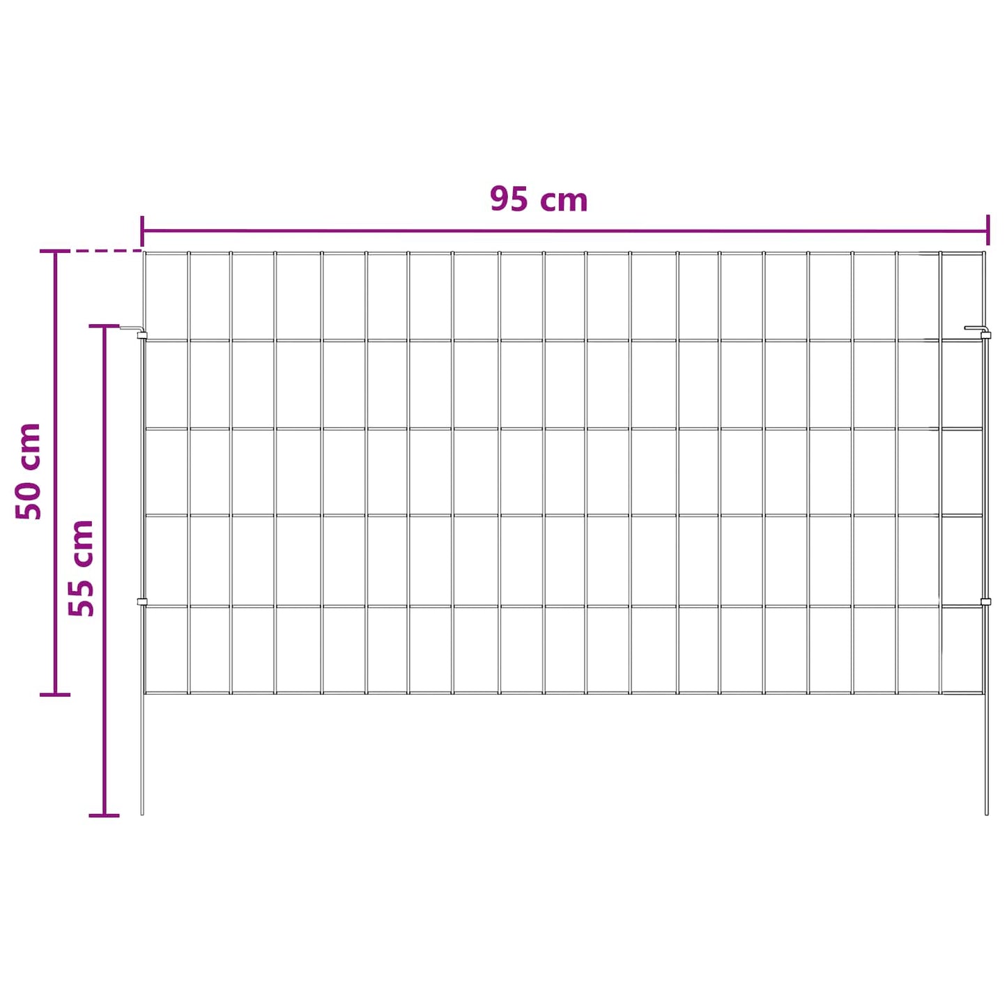 Tuin omheining met palen 12 pcs 95 x 50 cm Mesh Zilverkleurig