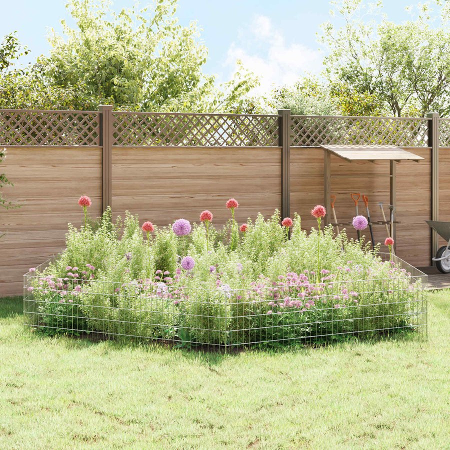 Tuin omheining met palen 24 pcs 95 x 50 cm Mesh Zilverkleurig