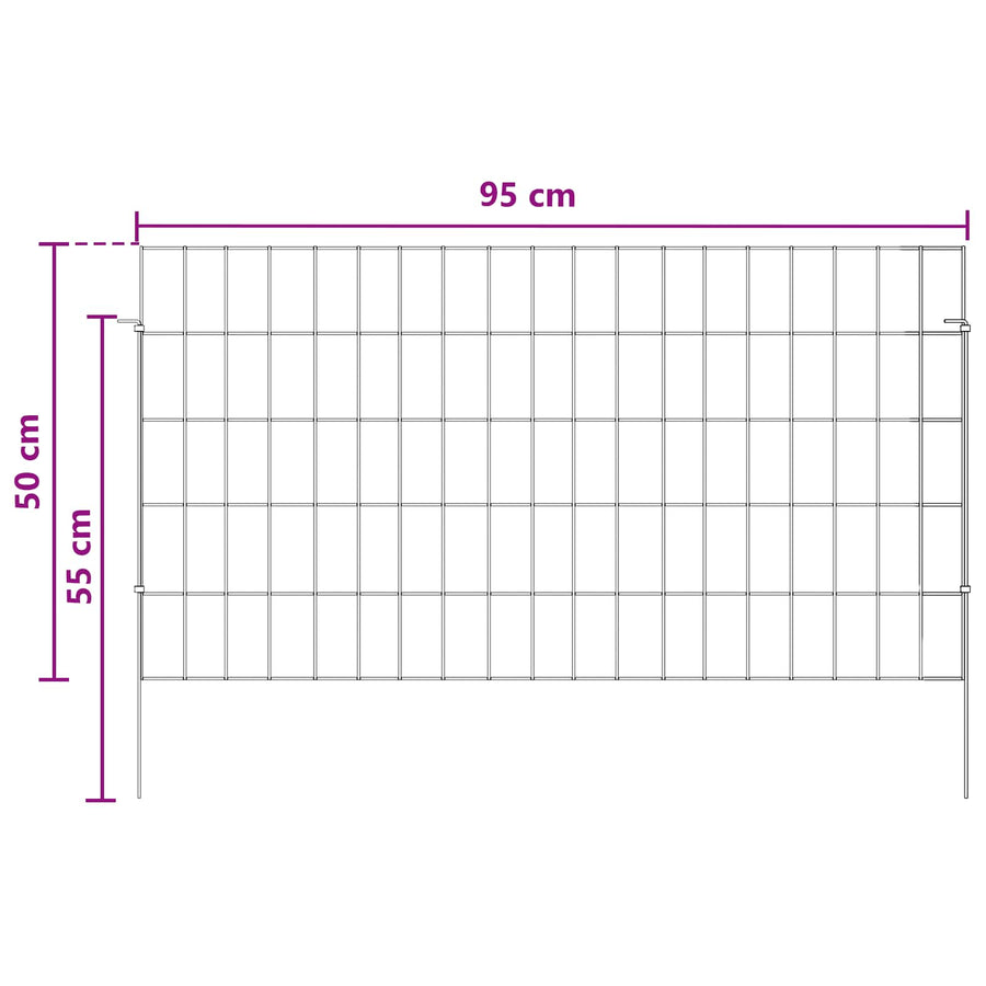 Tuin omheining met palen 24 pcs 95 x 50 cm Mesh Zilverkleurig