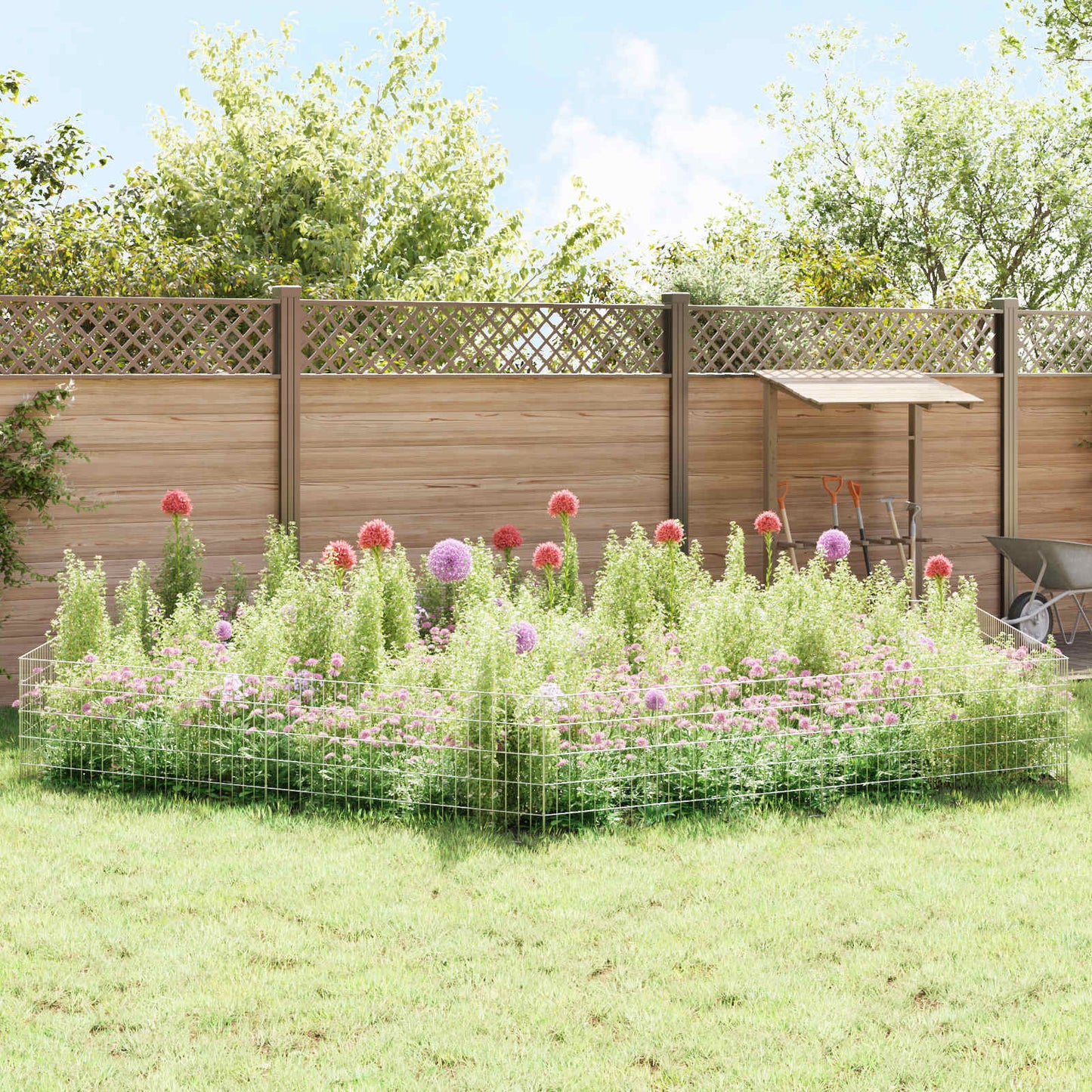 Tuin omheining met palen 12 pcs 115 x 50 cm Mesh Zilverkleurig