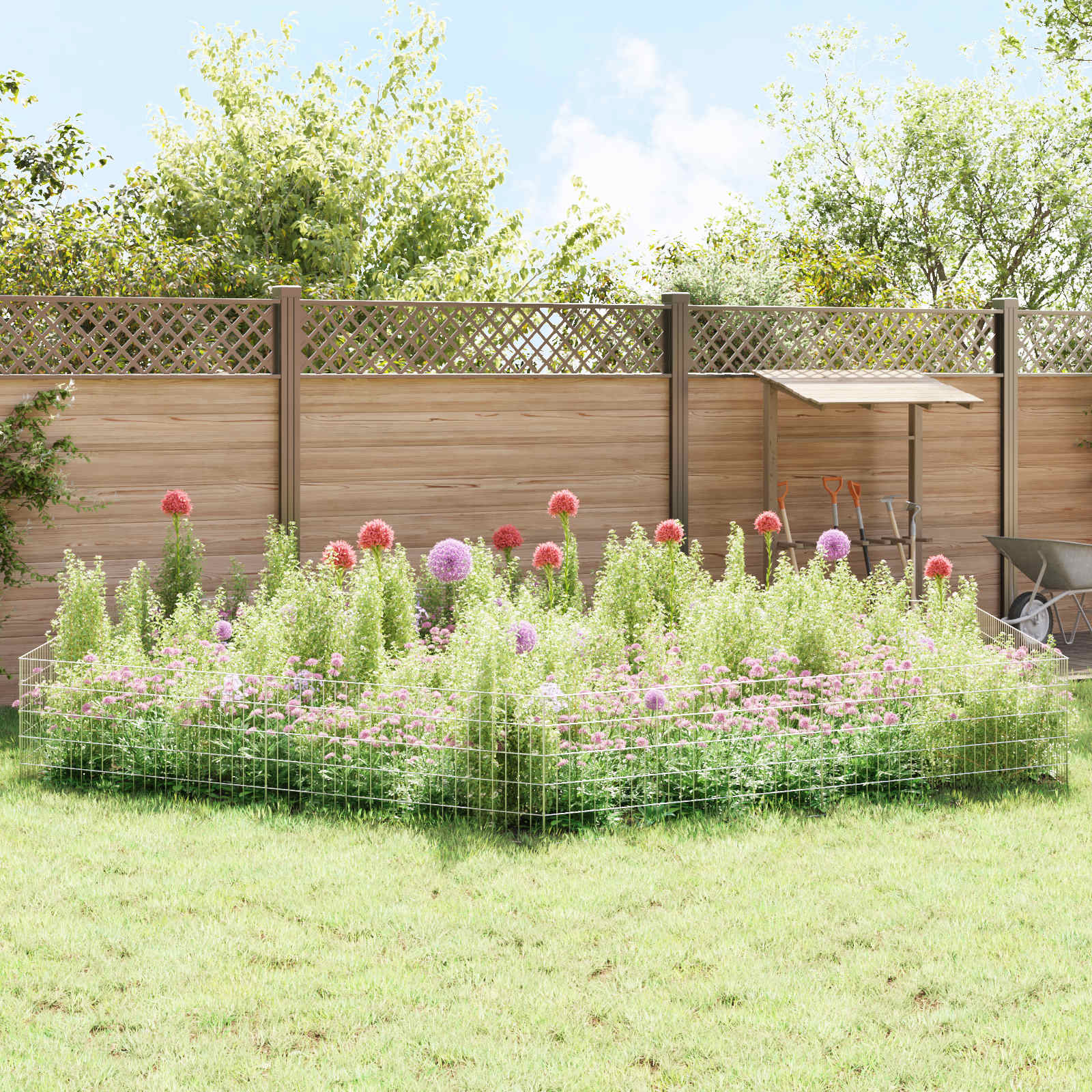 Tuin omheining met palen 12 pcs 115 x 50 cm Mesh Zilverkleurig