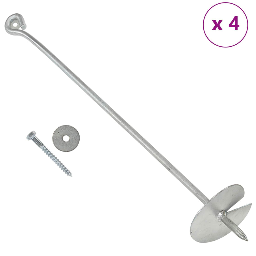 Aardeankers 4 pcs Zilverkleurig Ø10 x 60 cm