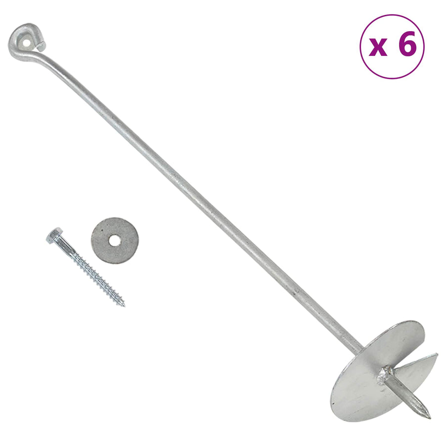 Aardeankers 6 pcs Zilverkleurig Ø10 x 60 cm