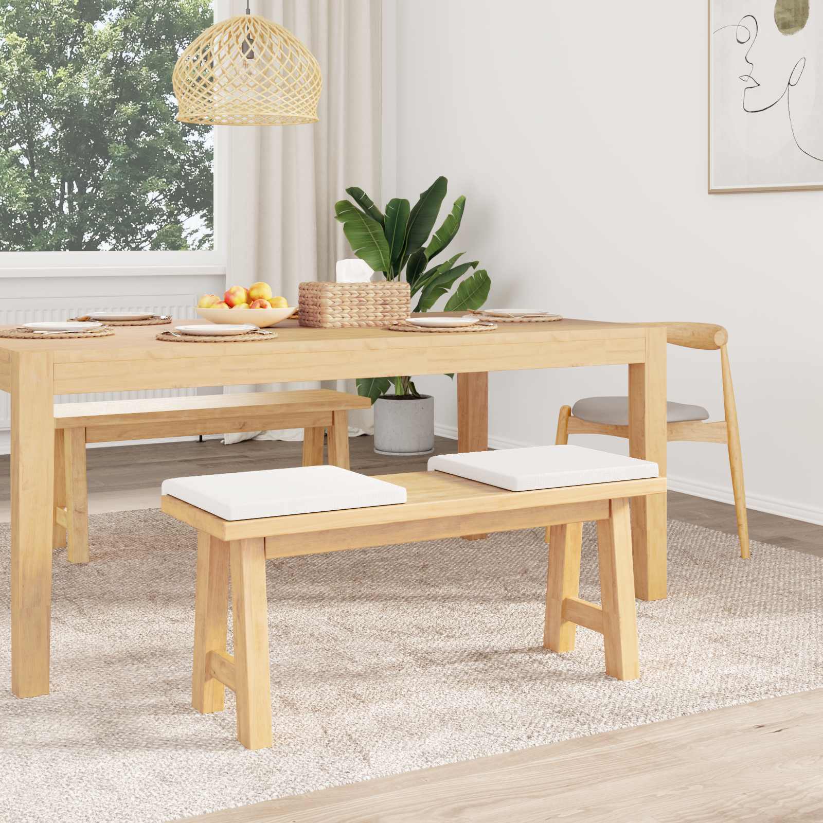 Bankkussen 2 st Stof Wit Diepte 35 cm