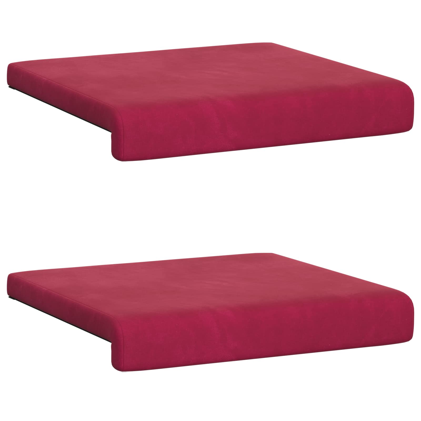 Bankkussen 2 st fluweel Wijnrood Diepte 35 cm