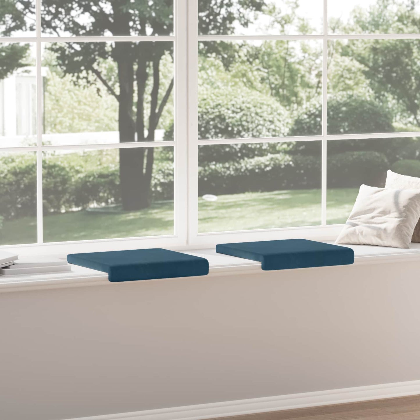 Bankkussen 2 st fluweel Blauw Diepte 35 cm