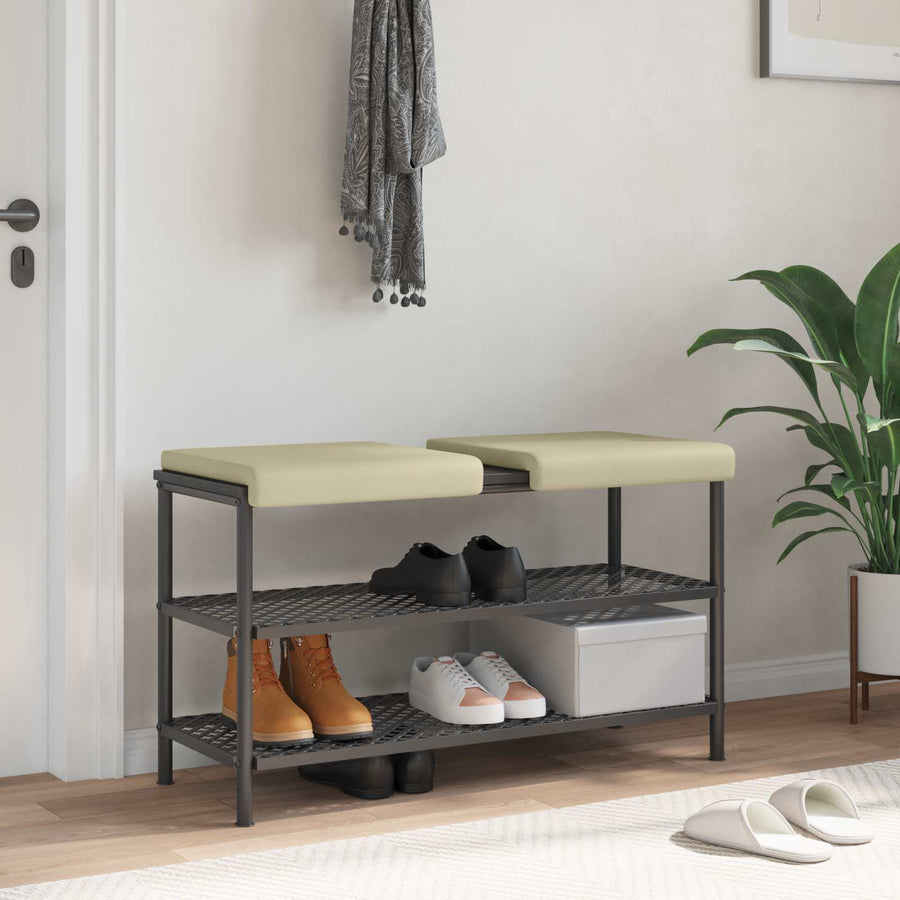 Bankkussen 2 st Kunstleer Crèmekleurig Diepte 35 cm