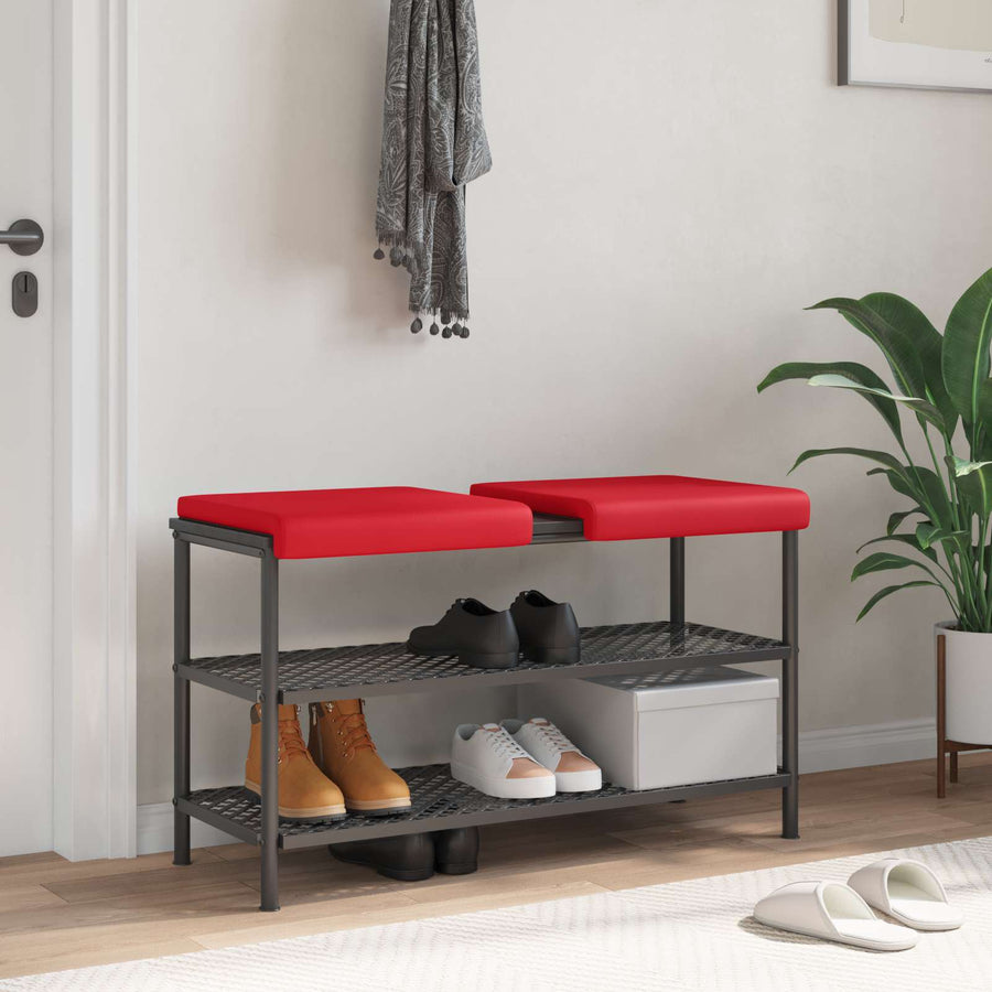 Bankkussen 2 st Kunstleer Rood Diepte 35 cm