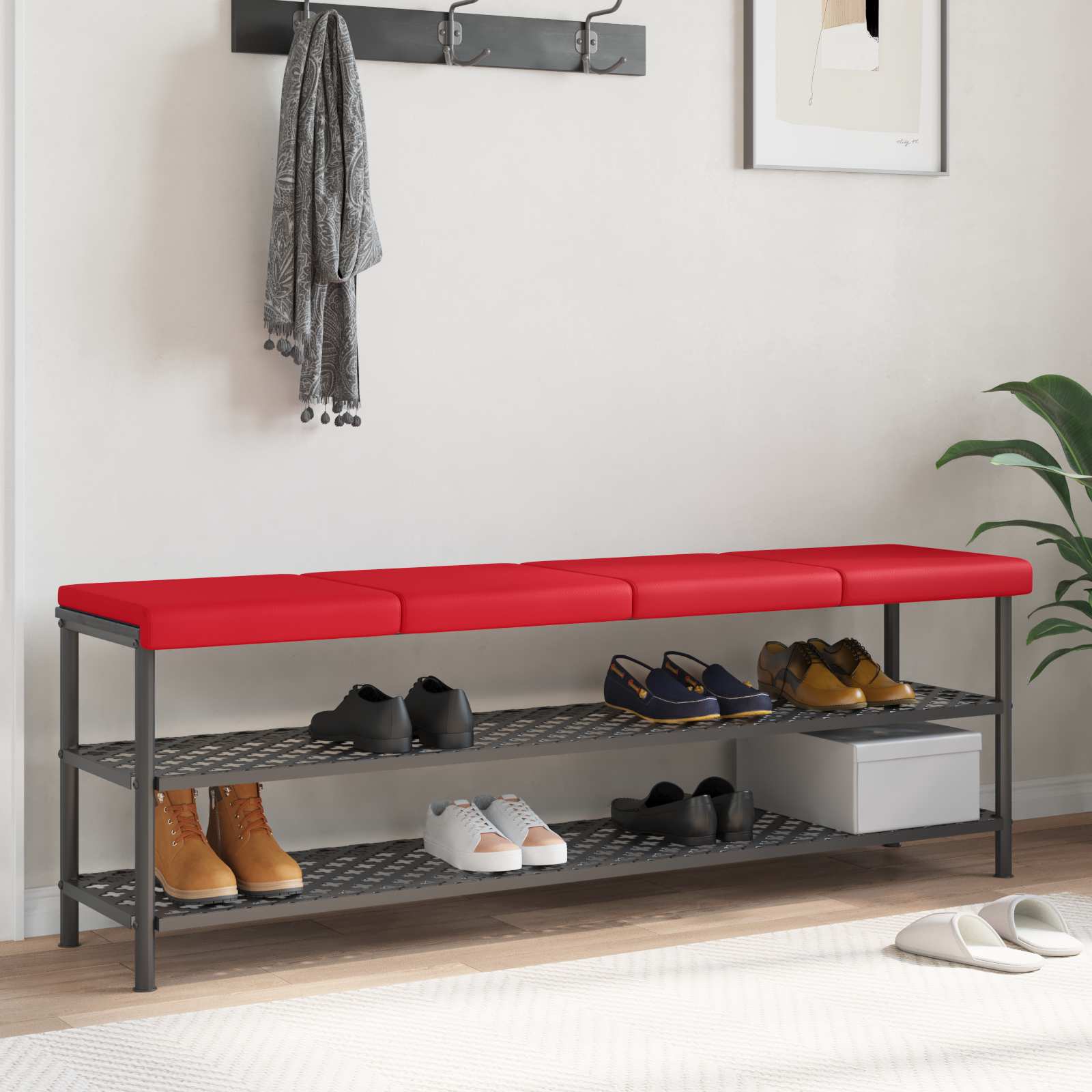 Bankkussen 4 st Kunstleer Rood Diepte 35 cm