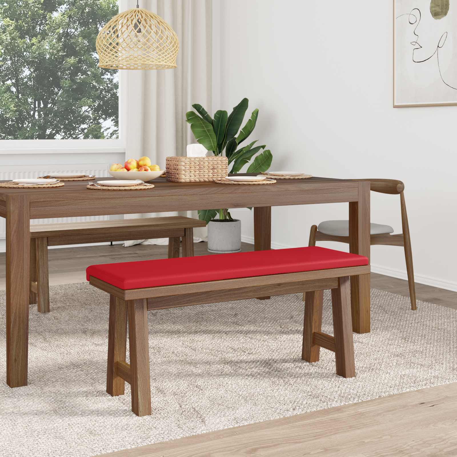 Bankkussen Kunstleer Rood Diepte 35 cm