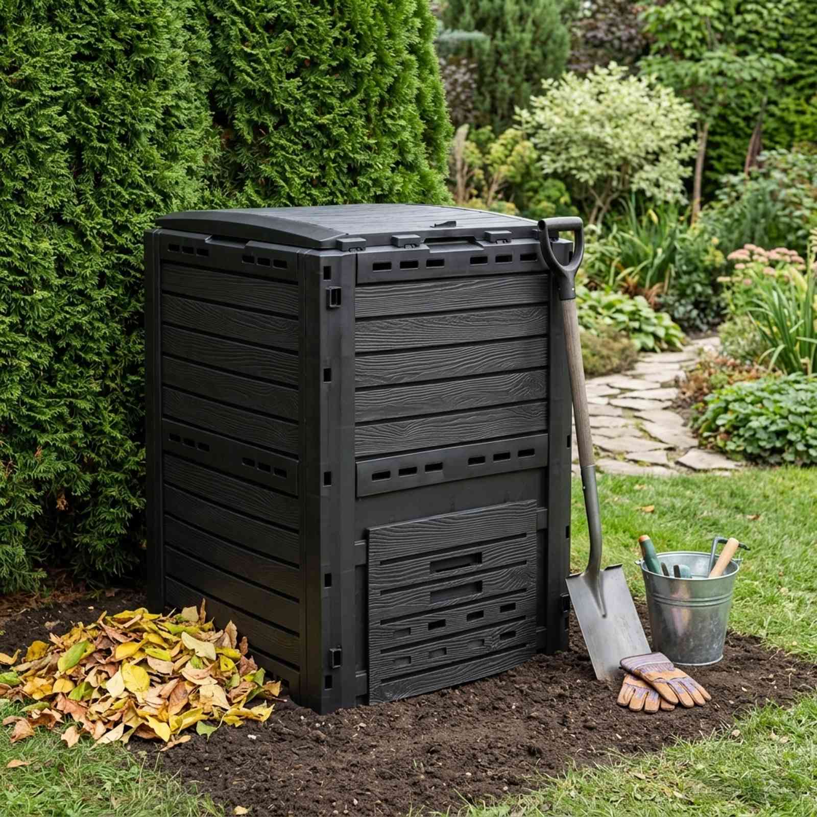 Tuincomposter Zwart 59,5 x 60 x 81,5 cm 280 l 100% PP