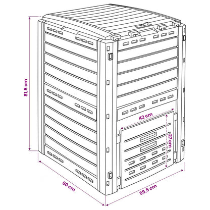 Tuincomposter Zwart 59,5 x 60 x 81,5 cm 280 l 100% PP