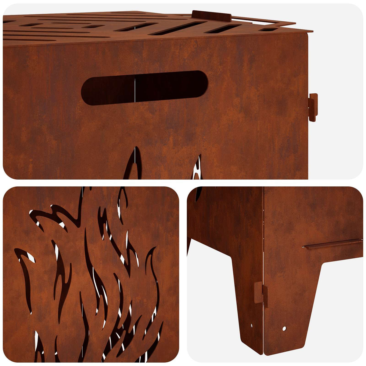 Vuurkorf Roestkleurig 47 x 38 x 75 cm weervast staal