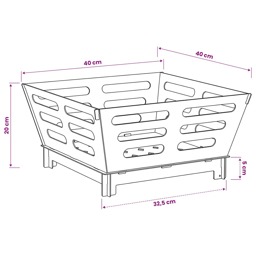 Vuurkorf Roestkleurig 40 x 40 x 20 cm weervast staal