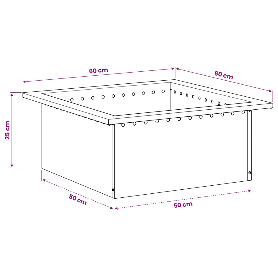Vuurkorfring Roestkleurig 60 x 60 x 25 cm weervast staal